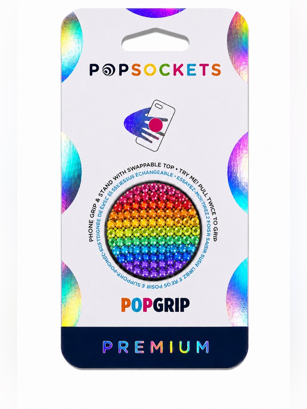 Luxe Crystal Multicolour Rainbow Theme Diamonds PopSocket Phone Holder Grip New
